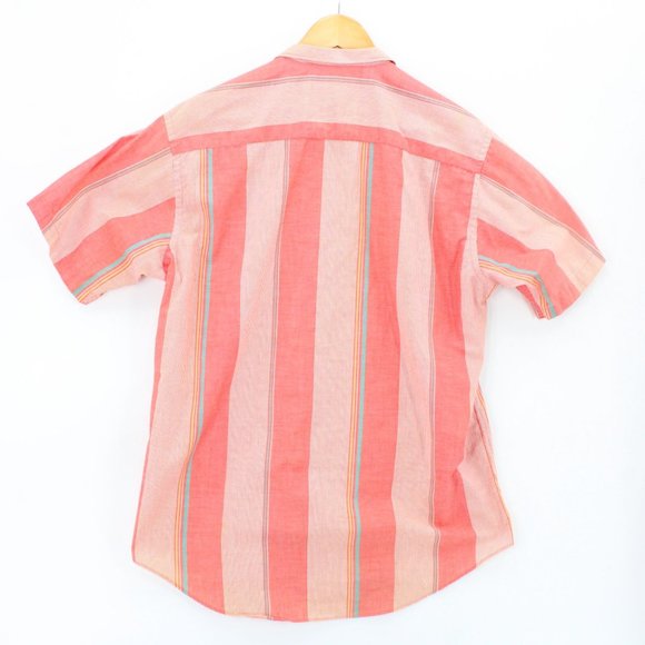 Vintage Gianfranco Ruffini Shirt Mens Pink Striped Button Down Short Sleeve XL - Picture 6 of 8